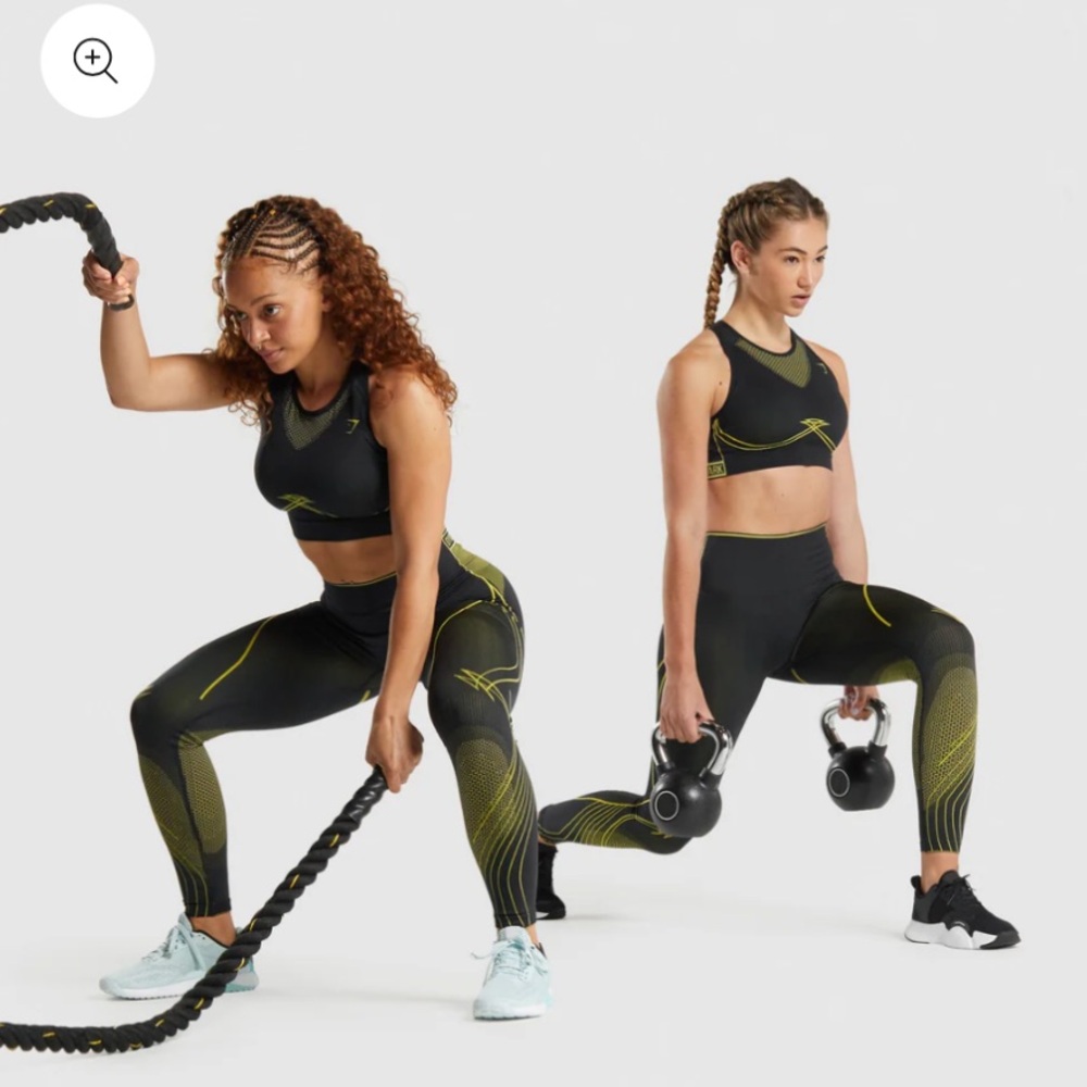 Gymshark Apex Seamless High Rise Leggings and Sports Bra - Black/Yellow